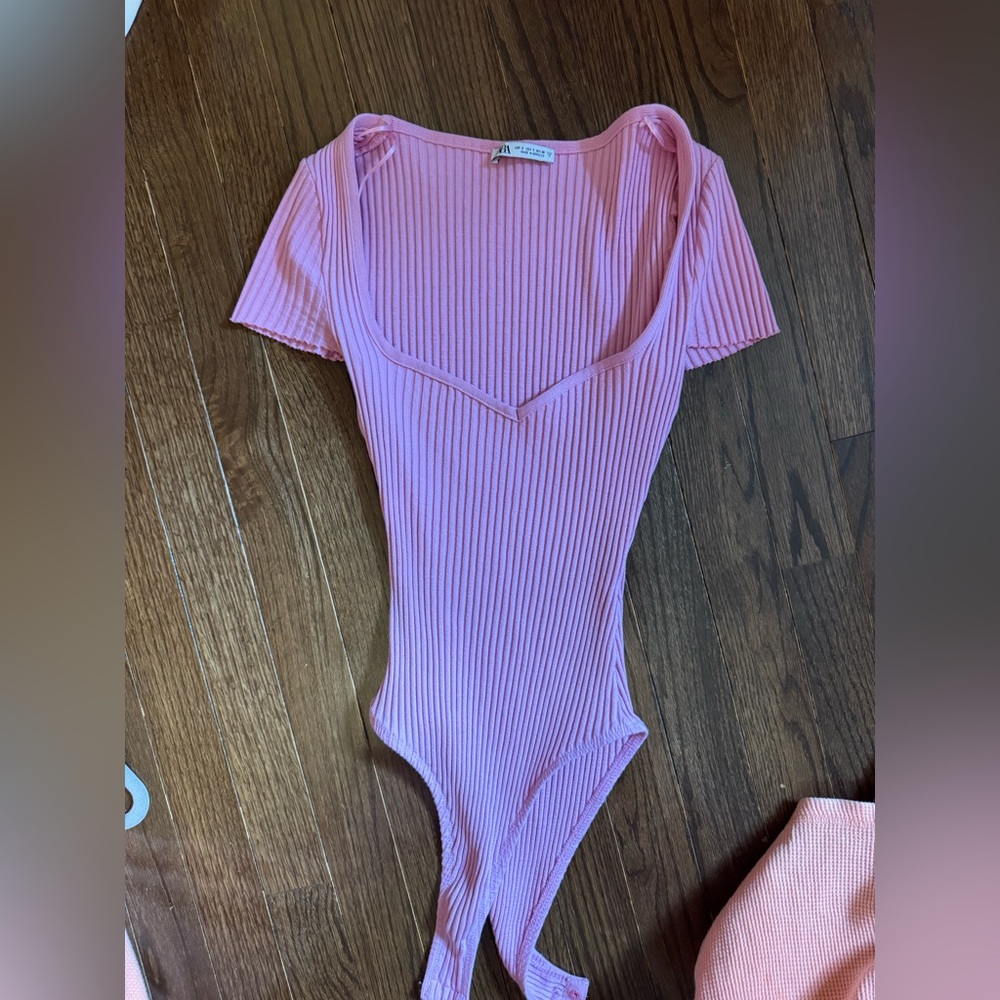 Zara Light Pink Ribbed Top